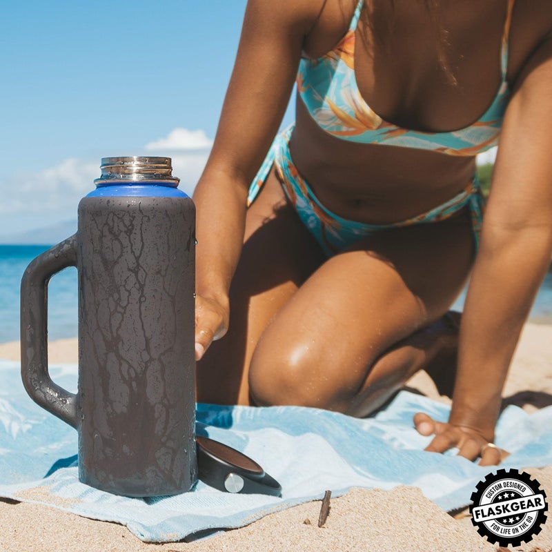 FLASKGEAR Grab & Go Handle Silicone Sleeve Cover Compatible with Hydro Flask, ThermoFlask, Takeya, Simple Modern & Other 40oz Insulated Water Bottles (Dark Grey, 40oz) - Image 5